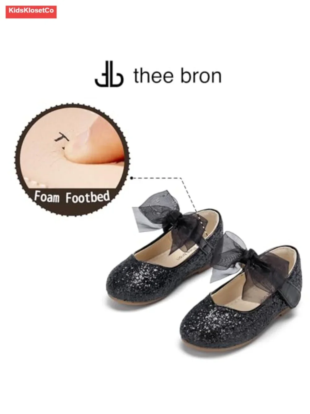 Girls Glitter Mary Jane Flats Sparkly Bow Shoes Toddler Party